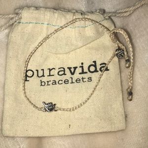 COPY - Pura Vida Cream And Silver Shaka charm bra…